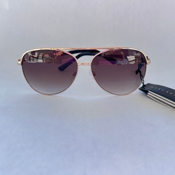 New Quay Vivienne Oversized Aviator Sunglasses Gold Brown Rare - Picture 4 of 8
